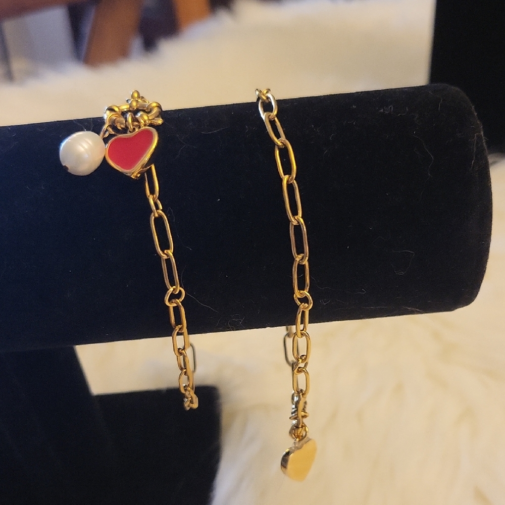 Tania Paperclip Style with Pearl & Heart Bracelet